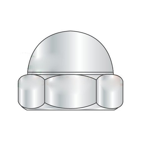 NEWPORT FASTENERS Low Crown Acorn Nut, #10-24, Steel, Nickel Plated, 0.291 in H, 2000 PK 695127